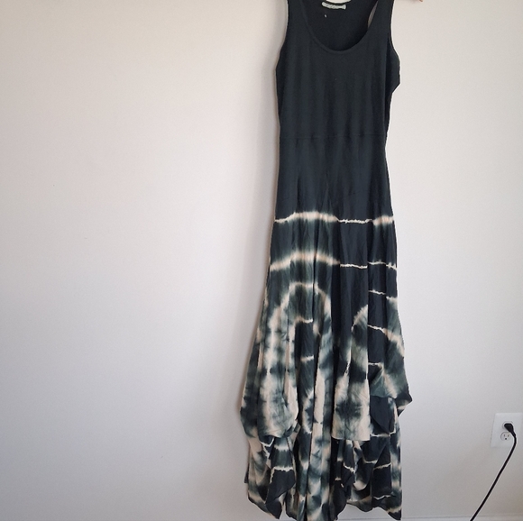 Solitaire Tie Dye Maxi Green Black Tank Dress Festival Brunch Nantucket - Picture 10 of 10